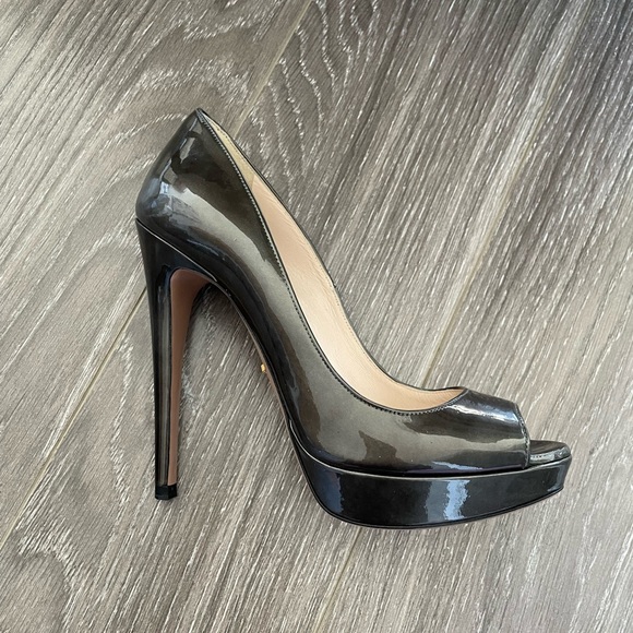 Prada Open Toe Patent Pumps - Picture 6 of 7